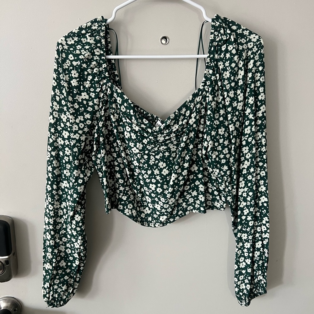 Floral Green Crop Top